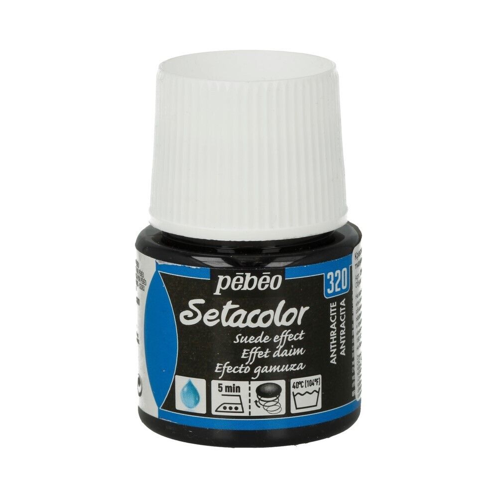 Краска для темных и светлых тканей с эффектом замши Setacolor 45 мл 295320 антрацит, Pebeo