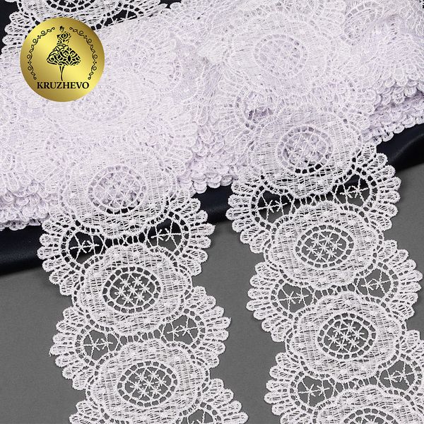 Кружево гипюр (плетёное) 90 мм, диз. 120, цв.1 белый, уп. 9 м, Kruzhevo