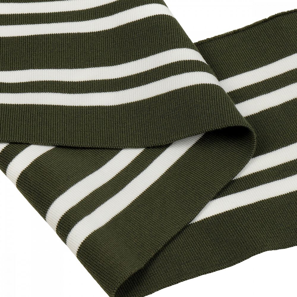 Подвяз (довяз) трикотажный 14.0х100 см, олива с белыми полосами, двухслойный, 100% п/э, 1 штука