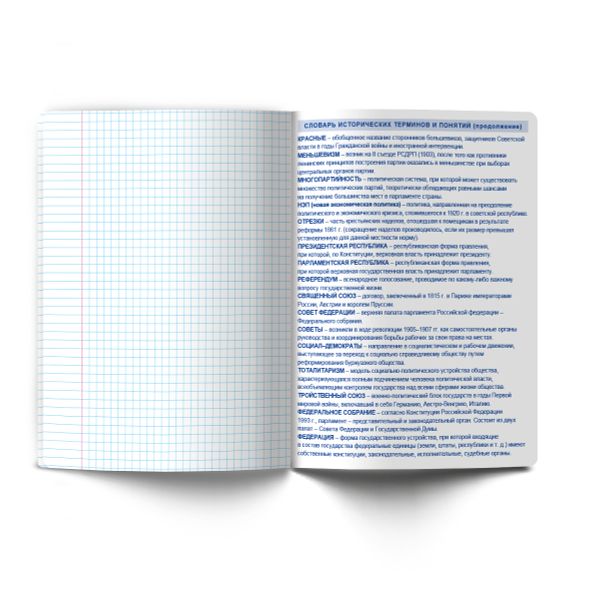Тетрадь со справочным материалом Капсула знаний, A5 48 л. на скобе 60 г/м², белизна 90% 10 шт клетка, 01792 Капсула знаний История, Светоч Т276