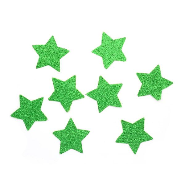 Набор декоративных элементов из ткани Звездочки 35х0,5мм 8 шт (зелёный), 28655