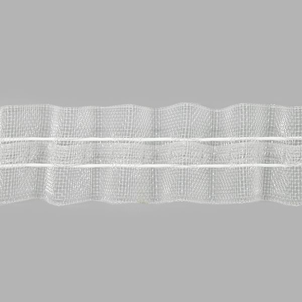 Лента (тесьма) шторная: сборка параллельная нефикс. 25 мм / 100 метров, (1 ряд петель, 2 шнура), капрон