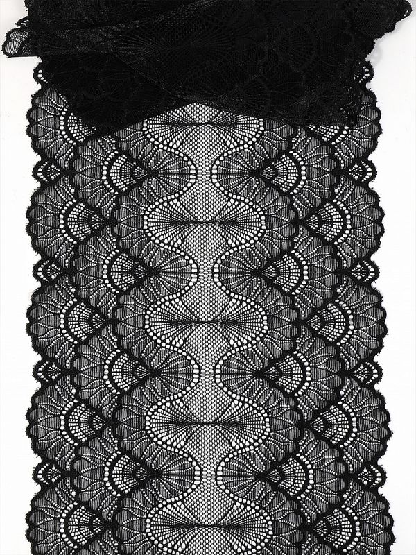 Кружево бельевое эластичное 195 мм / 2.7 м, 8034, цв.02 черный, Kruzhevo