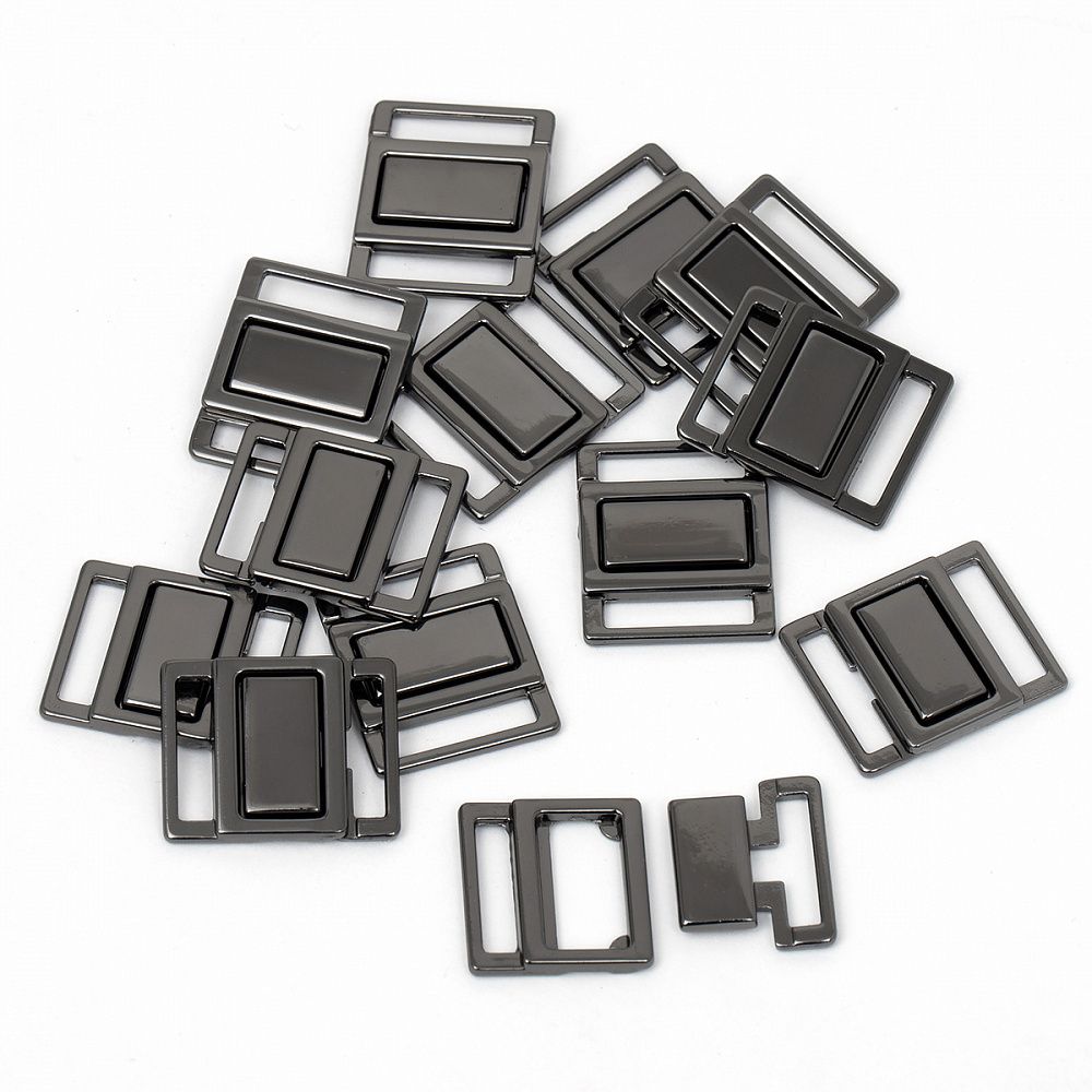 Пряжка-застежка для купальников металл 15.0 мм, 121SW цв.черный никель уп.10 шт