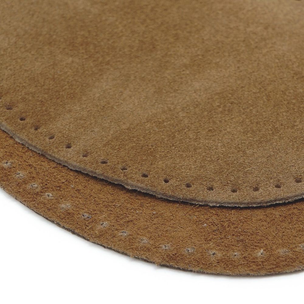 Заплатки пришивные из замши, овал 8х10,9см с перфорацией, 2 шт, 100% кожа, 32 кэмел, 59124