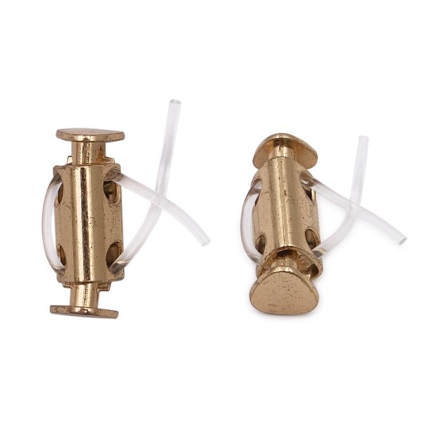 Фиксатор (зажим) для шнура металл 2 отв., 25х8.9 мм, ⌀4.4 мм, металл, Gold (золотой), MFR11, 10 шт