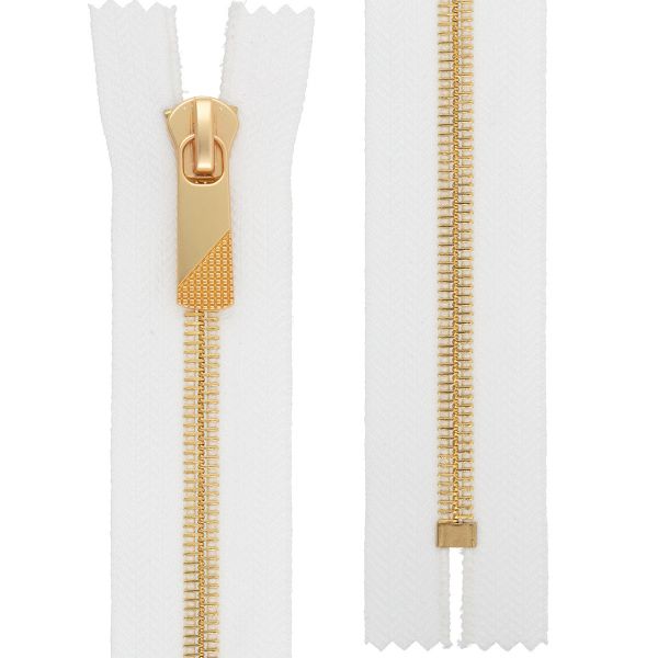 Молния металл Т8 (8 мм) 1 зам., н/раз., 20 см, декор, золото, белый, KAP-8 Gamma, 5 шт