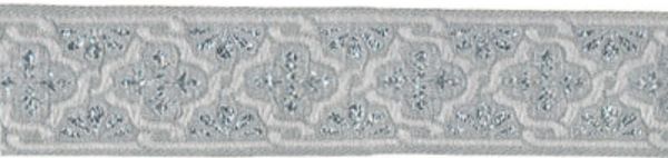 Лента (тесьма) жаккардовая 20.0 мм / 10±0.5 метров, (галун православный), серебро, Gamma TRJ-66