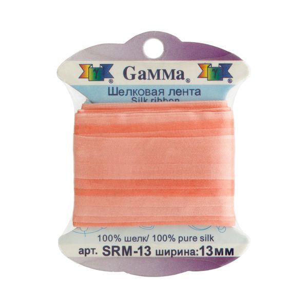 Лента (тесьма) шелковая 13.0 мм / 9.1±0.5 метров, M040 бл.розовый/розовый, Gamma SRM-13