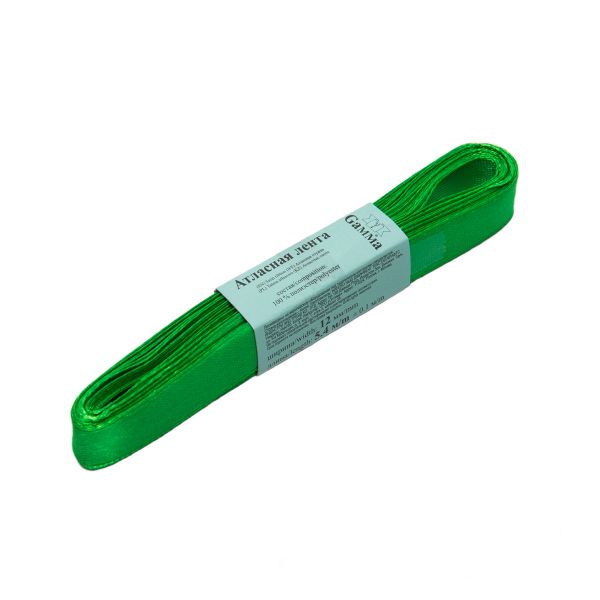 Лента атласная 1-сторонняя 12.0 мм / 10 шт по 5.4 метра, №505N(16-6230) салатовый, Gamma AL-12P