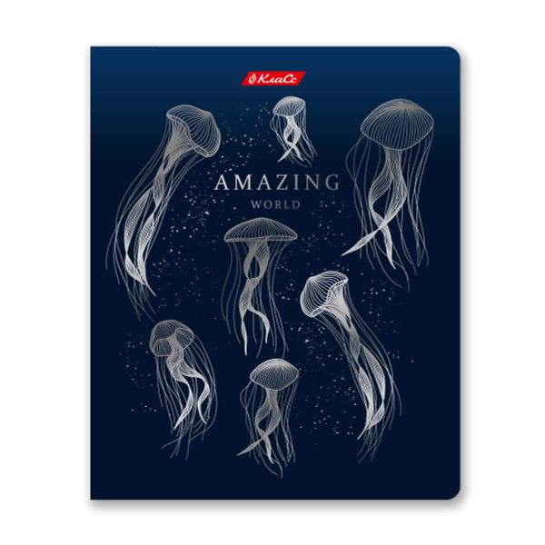 Тетрадь ученическая общая, матовая ламинация + тиснение серебряной фольгой, A5+ 96 л. на скобе 60 г/м², белизна 100%, 5 шт, клетка в термоусадочной пленке, 000770 Удивительная, Светоч 96ТЕТк-007