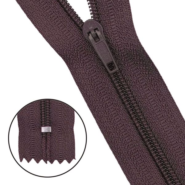 Молния спираль (витая) брючная Т4 (4 мм) 1 зам., н/раз., 20 см, автомат, цв.917 т.коричневый, 10 шт