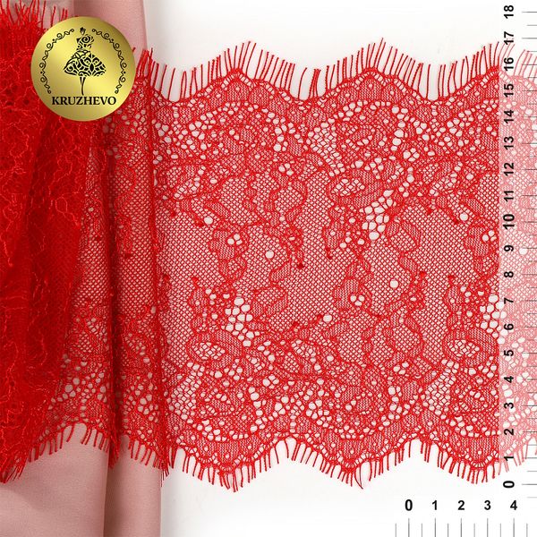 Кружево шантильи (реснички) диз. A88 шир.170мм цв.SD163 красный, 3 метра, Kruzhevo