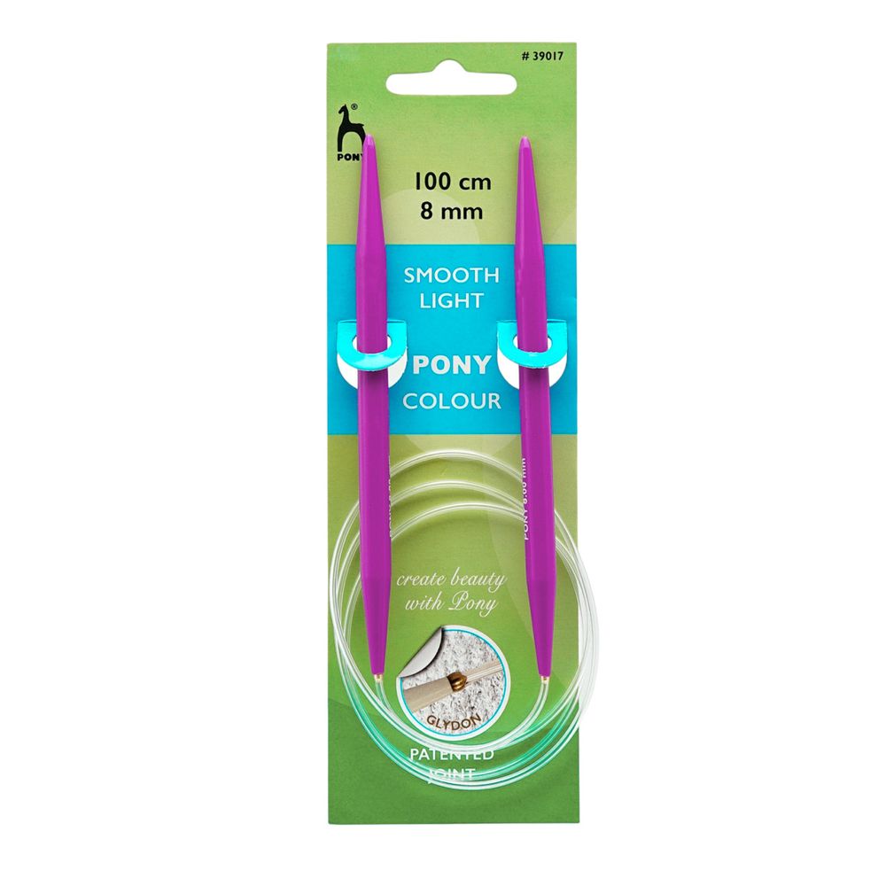 Спицы круговые Pony Colour ⌀8.0 мм, 100 см, пластик, 39017