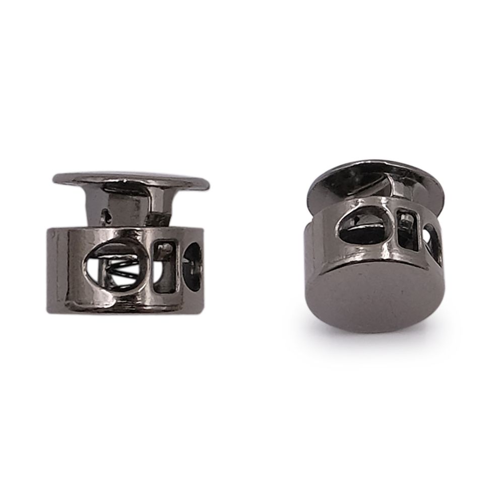 Фиксатор (зажим) для шнура металл 2 отв., 10.5х11.8 мм, ⌀3.7 мм, металл, Nickel (чер.никель), MFR08, 10 шт