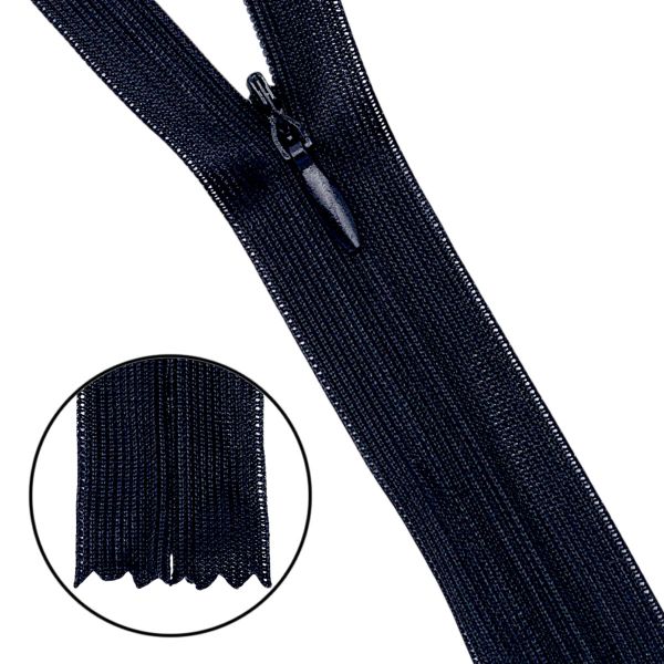Молния потайная (скрытая) Т3 (3 мм) 1 зам., н/раз., 20 см, нейлон, 168 т.синий, 10 шт