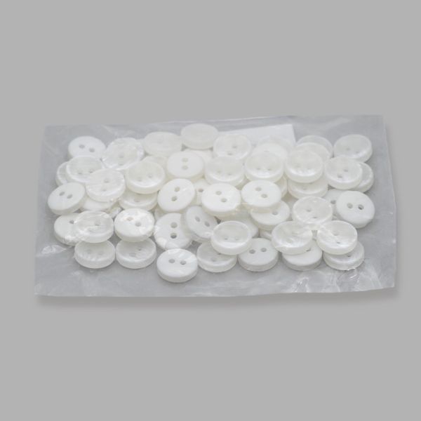 Пуговицы 2 прокола 18L (11мм), пластик (Wht-01 белый), 72 шт, CN 2802