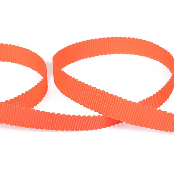 Лента репсовая (в рубчик) с зубчатым краем 10.0 мм, 25±1 метров, 600 оранжевый неон, Gamma PTGR-10