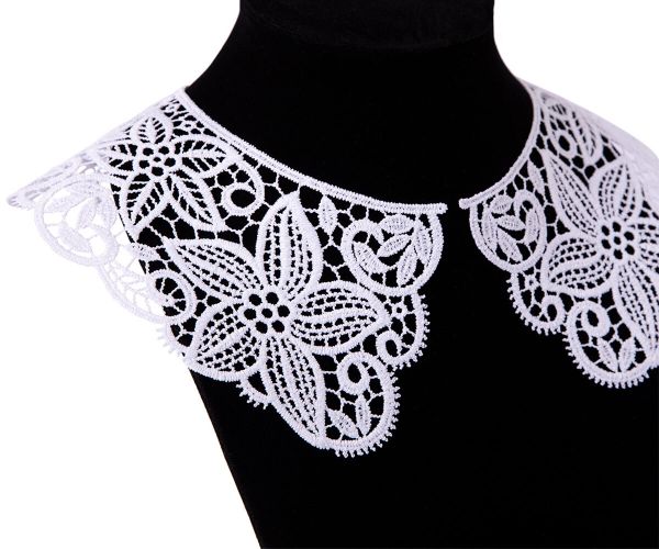 Пришивной кружевной воротник гипюр 100 мм, 1 пара, белый, Турция, Gamma, VGM-27-04MH