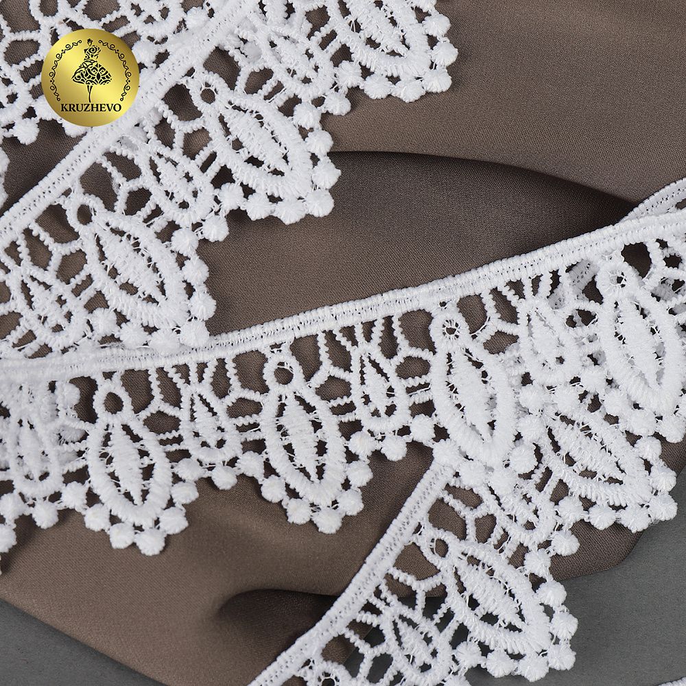 Кружево гипюр (плетёное) 40 мм, матовая нить, цв.01 белый уп.13,71м, Kruzhevo