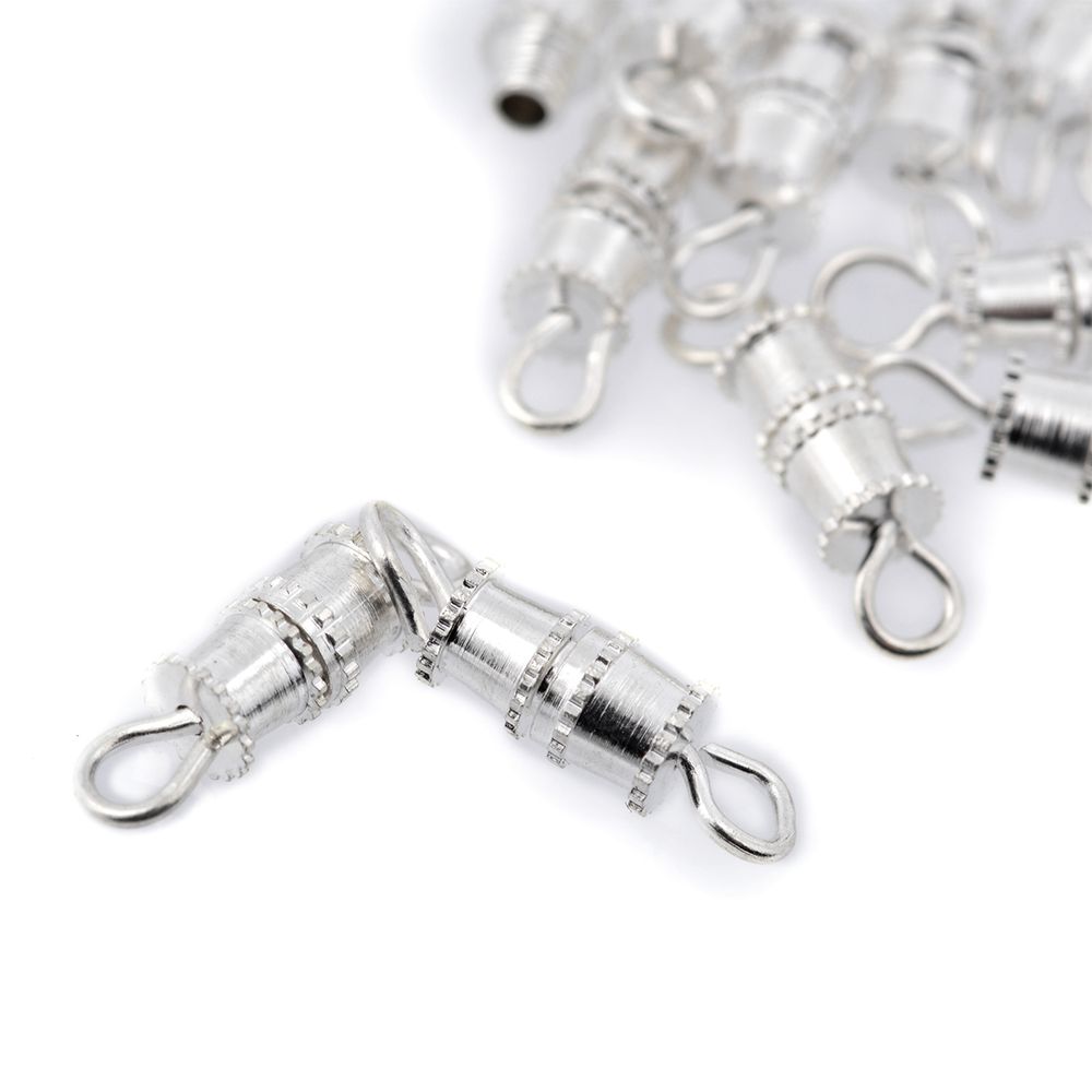 Замок винтовой для бус арт.MH.11193-2 цв.серебро 12х4мм уп.50 шт