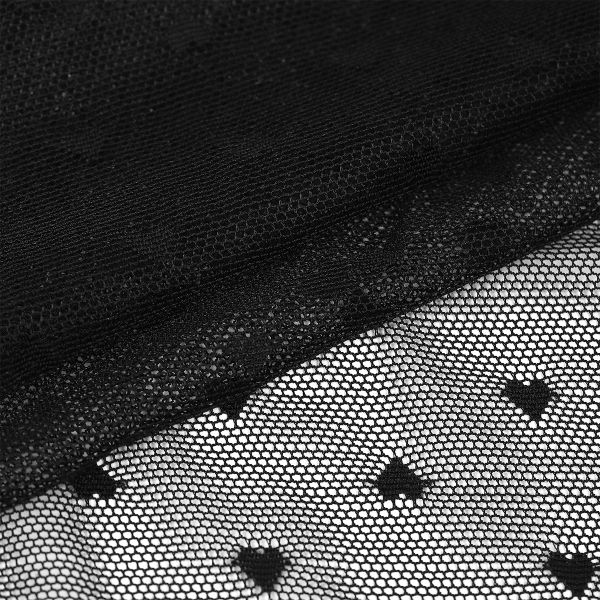 Сетка бельевая эластичная 55 г/м², шир.150 см / 1 метр, Сердечки, цв.черный /OLG015.170.1/