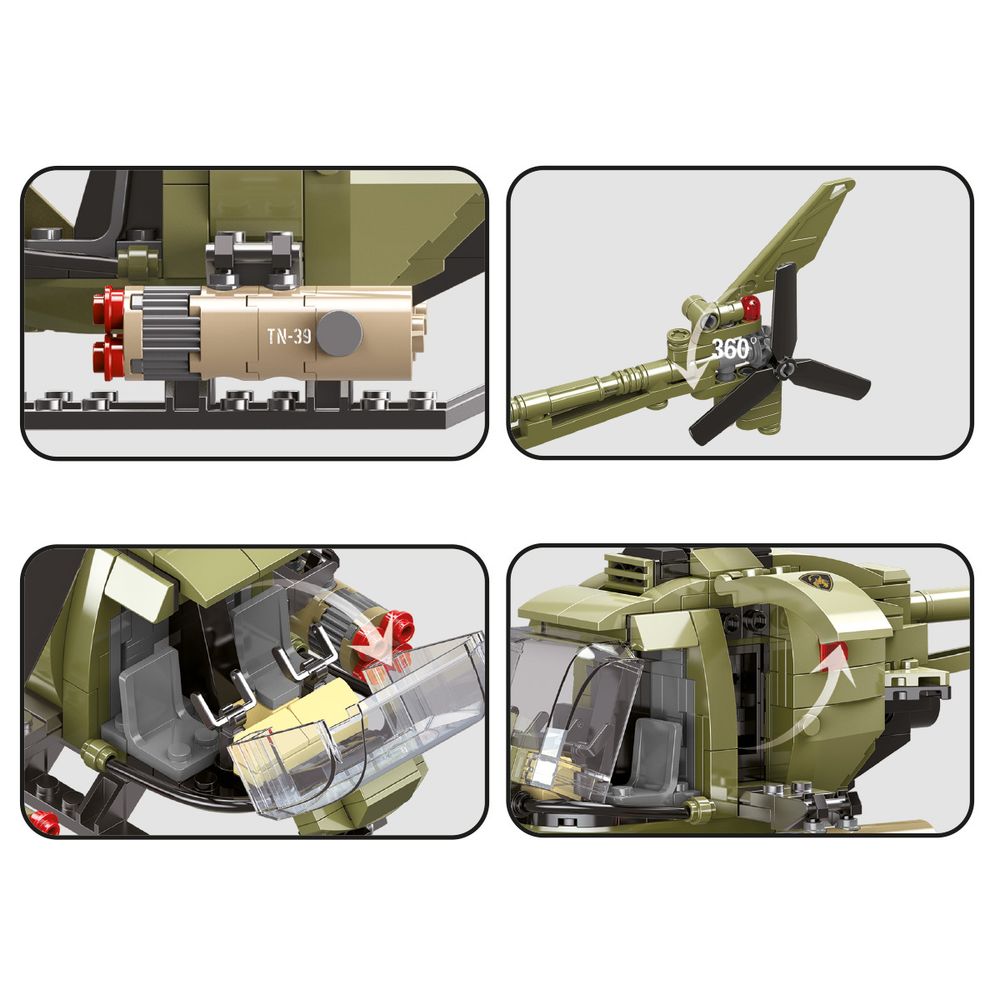 Конструктор пластиковый Вертолет 364 элемент, Поделкин PLJ-04