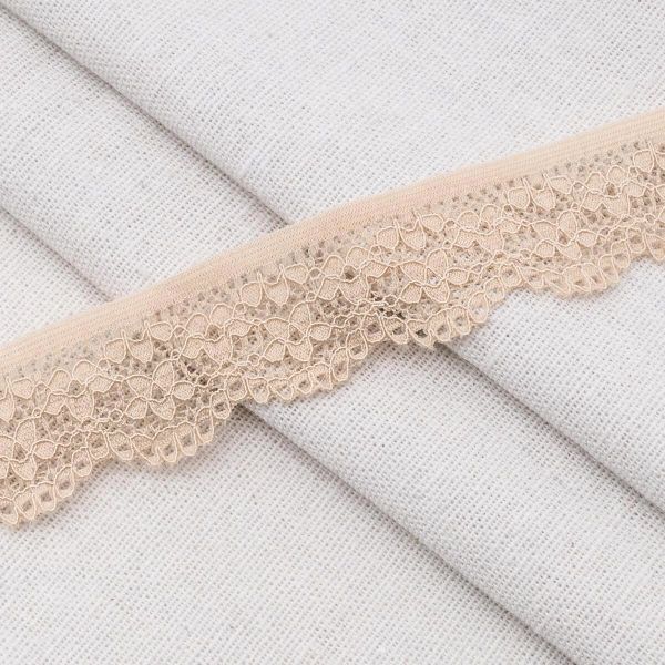 Кружево эластичное (стрейч) 25 мм / 50 метров, бежевый, К009.025