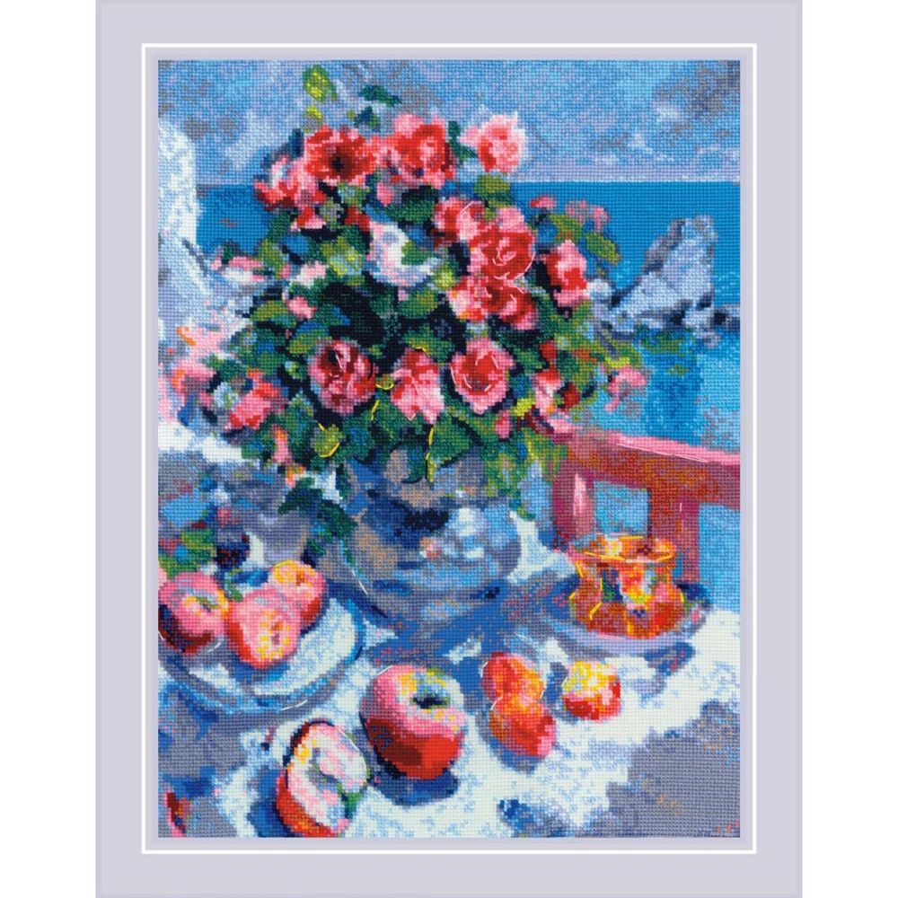 Набор для вышивания нитками Риолис, Яблоки и розы по мотивам картины К. Коровина 30х40см
