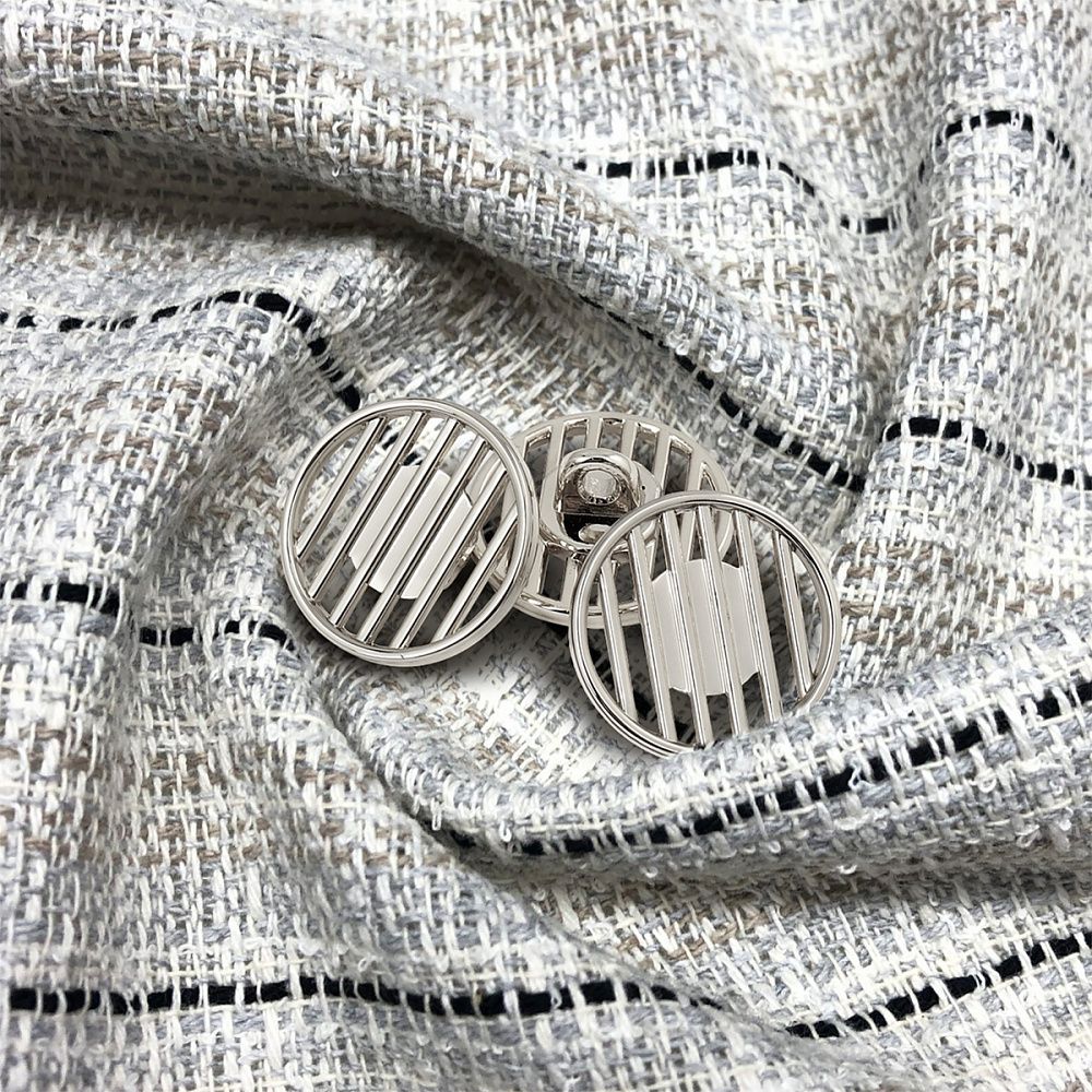 Пуговицы на ножке металлические 24L=15мм, С-MP37 цв.серебро, 10 шт