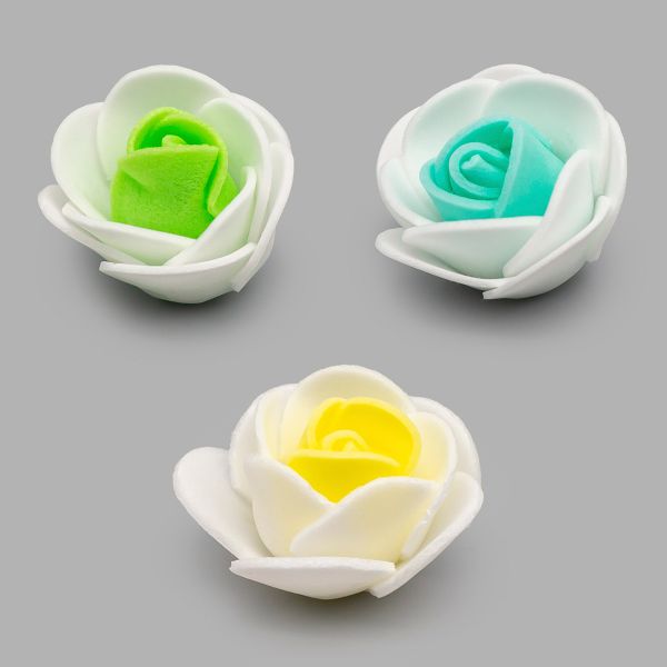 Цветочек-розочка из фоамирана 38 мм, микс №2, 3 цвета, 24 шт