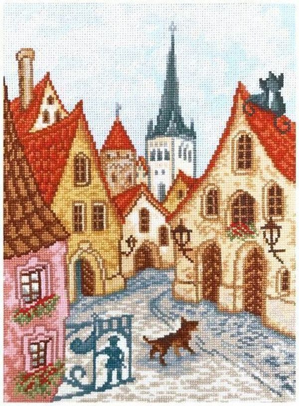 Набор для вышивания нитками Палитра, Старый Таллинн 20х27 см