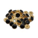 Пуговицы на ножке металл 24L (зол/цв. черный), 36 шт