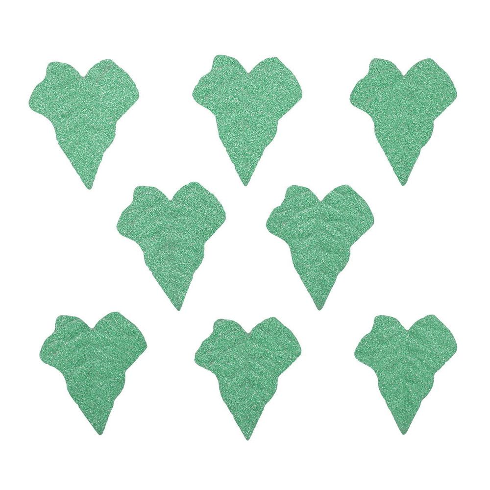 Листья бумажные с блестками, 4,5х4 см, упак. 8 шт, Астра, зеленый