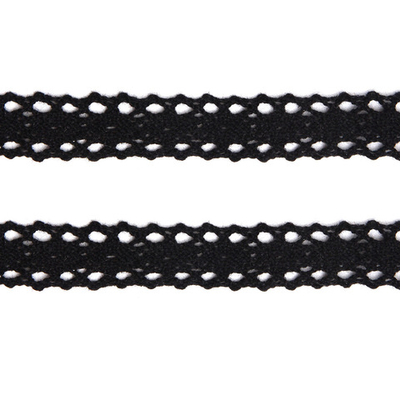 Кружево вязаное (тесьма) хлопковое 15 мм / 9.14 метров, черный