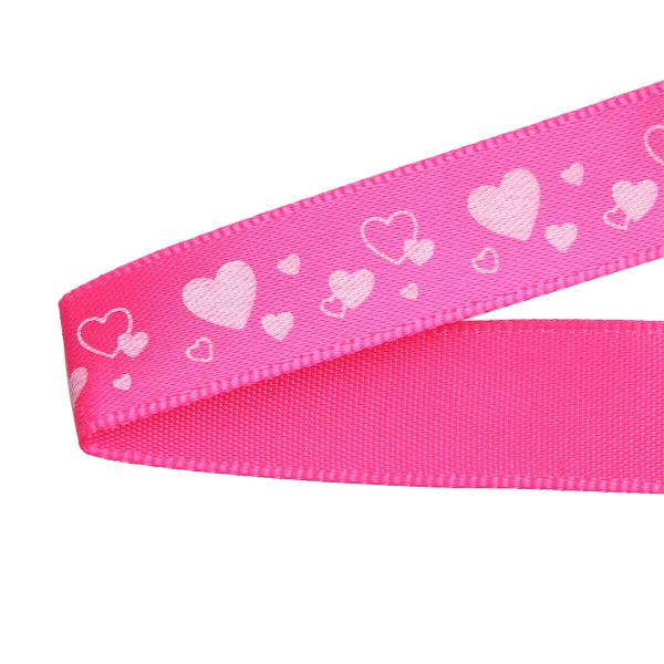 Лента декоративная Сердечки, атлас, 12 мм, 1 м (розовый)