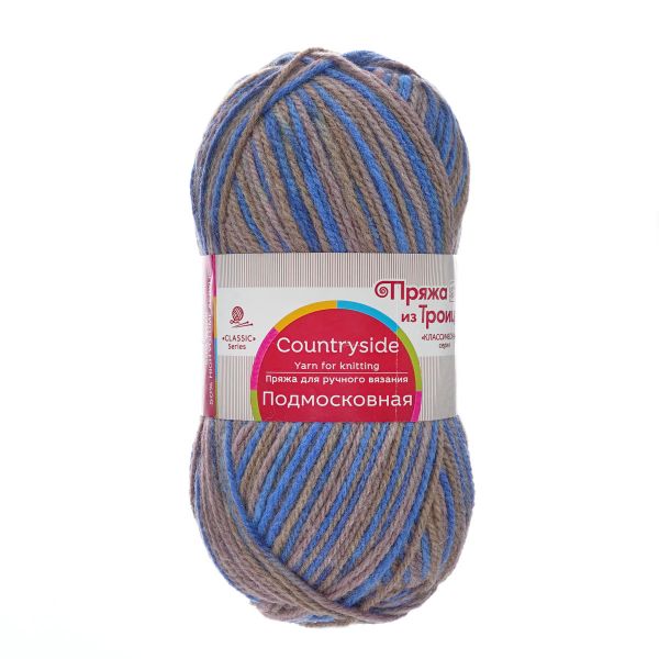 Пряжа Троицкая Подмосковная принт секционный / уп.10 мот. по 100 г, 250 м, 1574М, арктика/серый/серо-бежевый