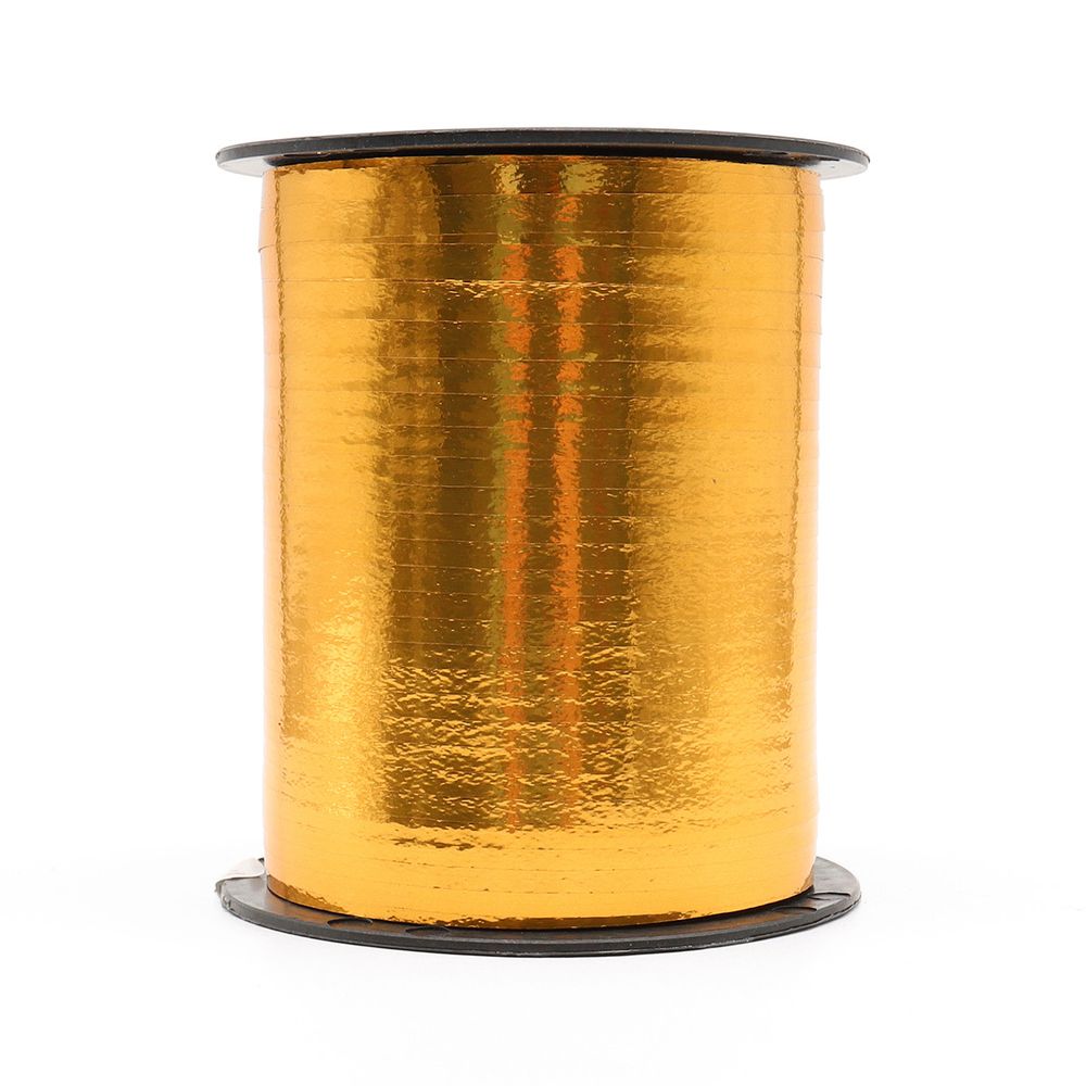 Лента упаковочная металлизированная для шаров и подарков 5 мм, 250 м, золото металлик