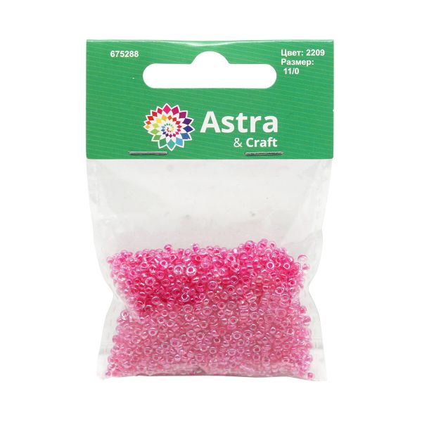Бисер Astra&Craft 11/0 (2.1 мм), 200 г (10х20 г), цв. 2209 фиолетовый/прозр.с.цвет.центром (глянцевый)