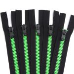 Молния трактор Arta Т5 (5 мм) 1 зам., разъем., 70 см, Neon, разъем., цв. 2076 -F цв. 077 черный / 049 яр.салатовый, уп.5 шт