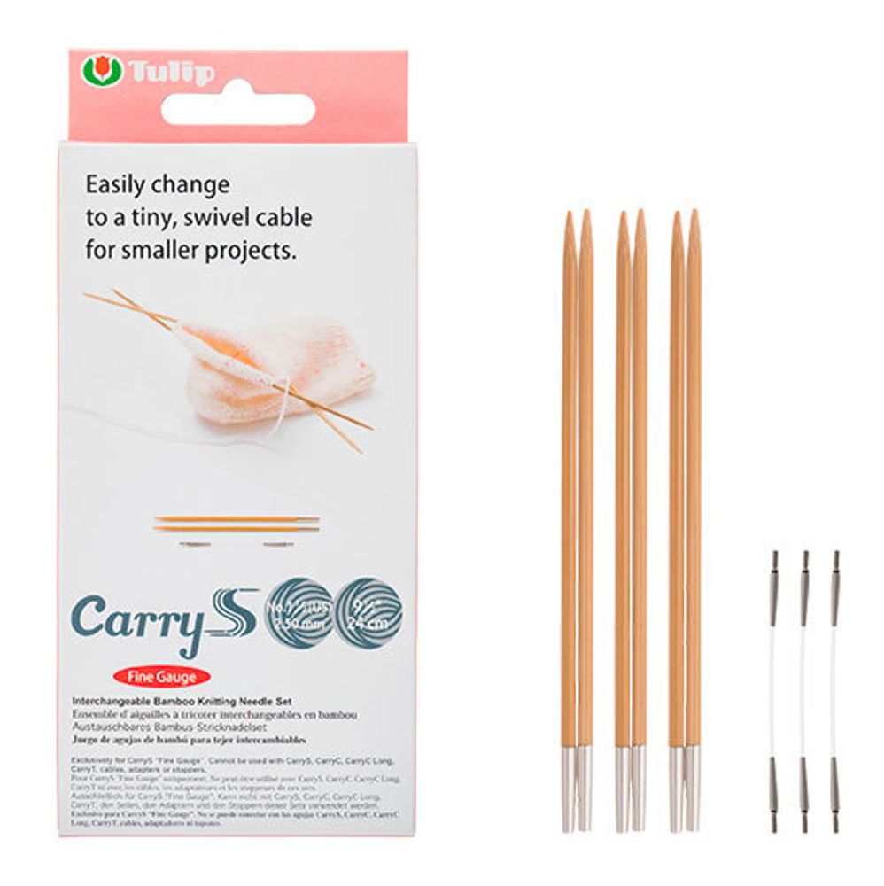 Набор гибких чулочных спиц Tulip CarryS Fine Gauge 2,5мм/24см - 6шт, тросик 5см - 3шт, TCS-16 /TOS/