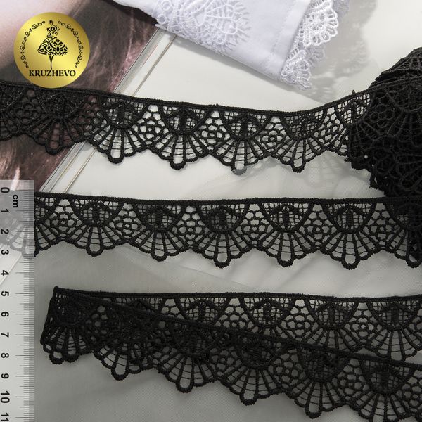 Кружево гипюр (плетёное) 30 мм / 9 метров, арт.TR.4GB2502, цв.2 черный