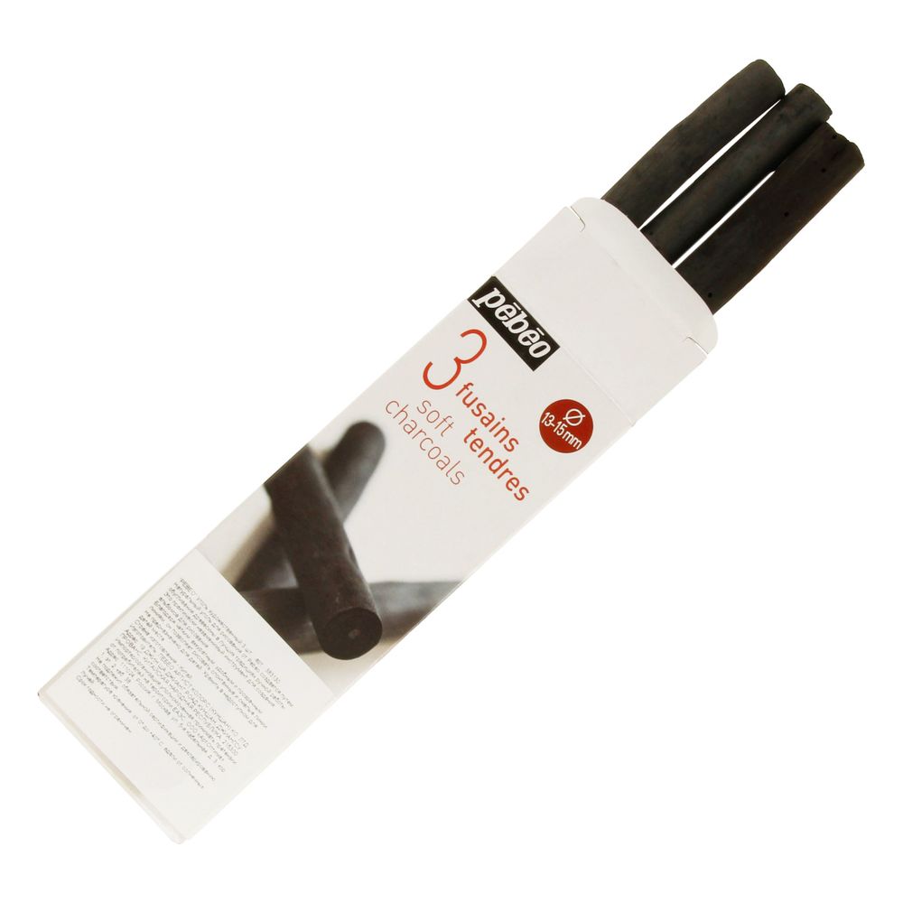 Уголь художественный 3 шт, мягкий, Pebeo, 383130