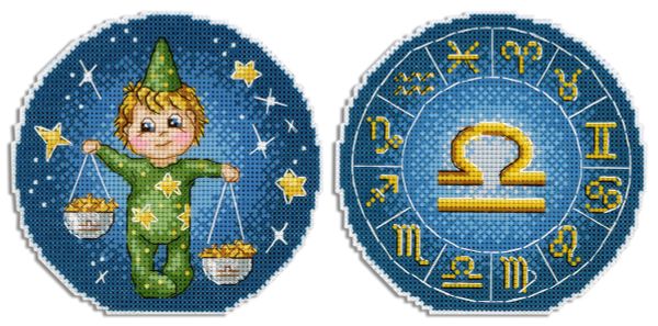 Набор для вышивания нитками МП Студия (Жар-птица), Знаки зодиака. Весы 12х12 см