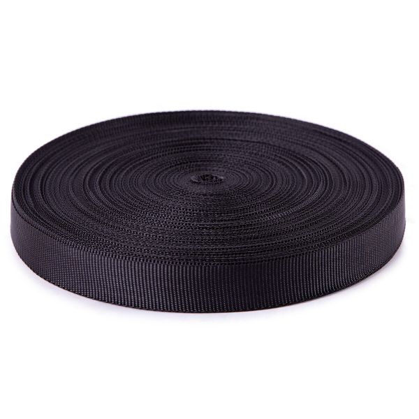Стропа (ременная лента) 22 мм / 50 метров, [9 г/пог.м], 100% п/а, черный, Gamma 9с754