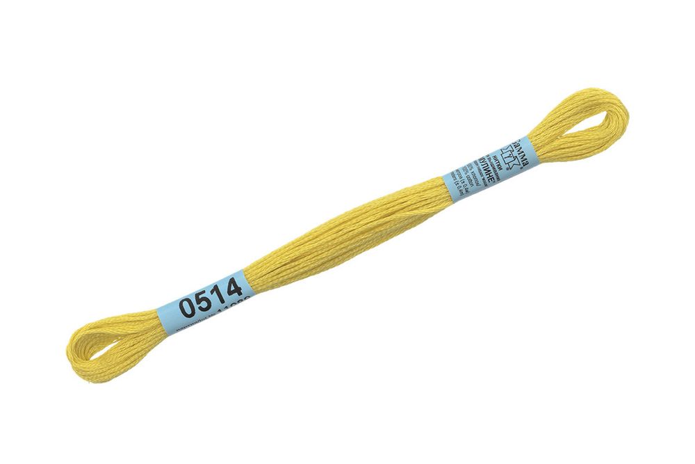 Мулине Gamma 100% хлопок, цв.0514 лимонный, 24 мотка по 8 метров