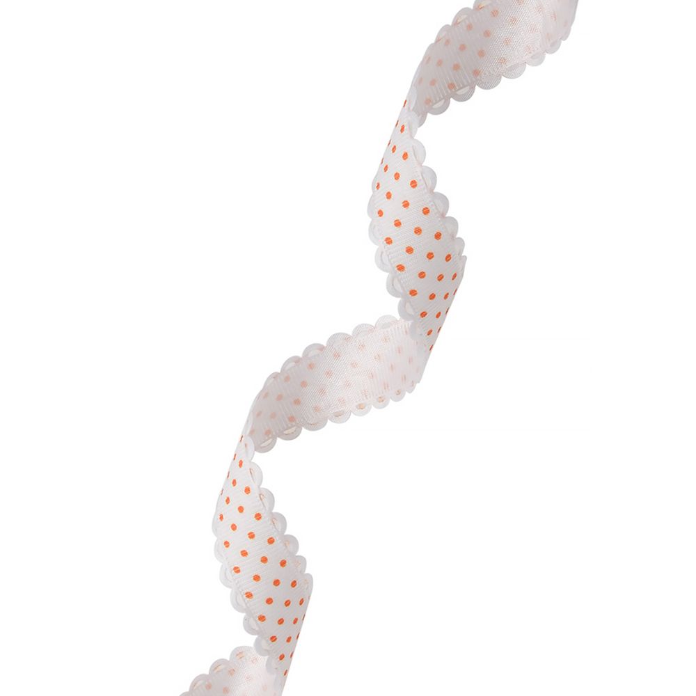 Лента декоративная Горох, 20.0 мм / 25±1 метров, (01 белый/оранжевый), YH97