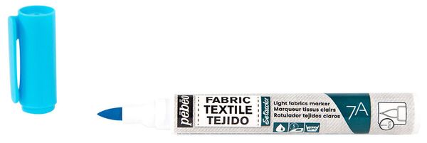 Маркер для светлых тканей 7A Light fabric 1 мм, перо круглое, 6 шт, 803475 Флуоресцентный синий, Pebeo