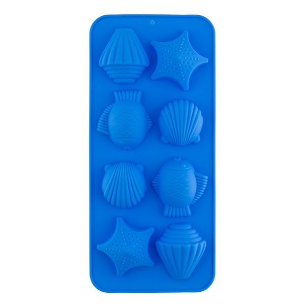 Форма силиконовая для конфет 21.9х10х2 см, морские жители -8 ячеек, S-Chief SPC-0138
