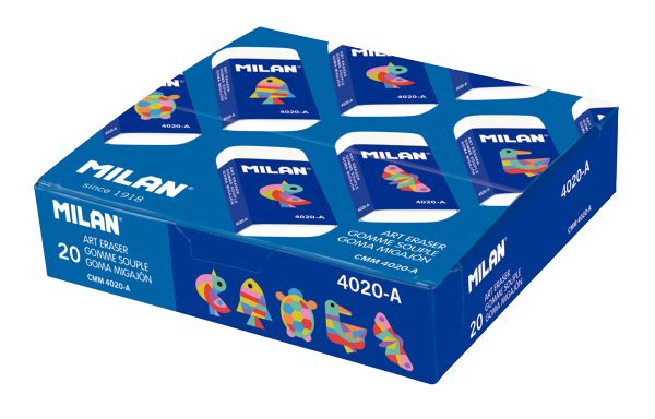 Ластик из синтетического каучука 4020A Животные (в картонной обложке и в упаковке) 5,5х2,3х1,3 см, 20 шт, CMM4020A, Milan